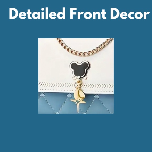 Disney Mickey Stylish Crossbody Bag with Chain ,White Detailed Flap Handbag--NWT - Picture 2 of 6